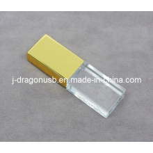 Gold Cap Crystal USB Flash Drive with 3D Logo